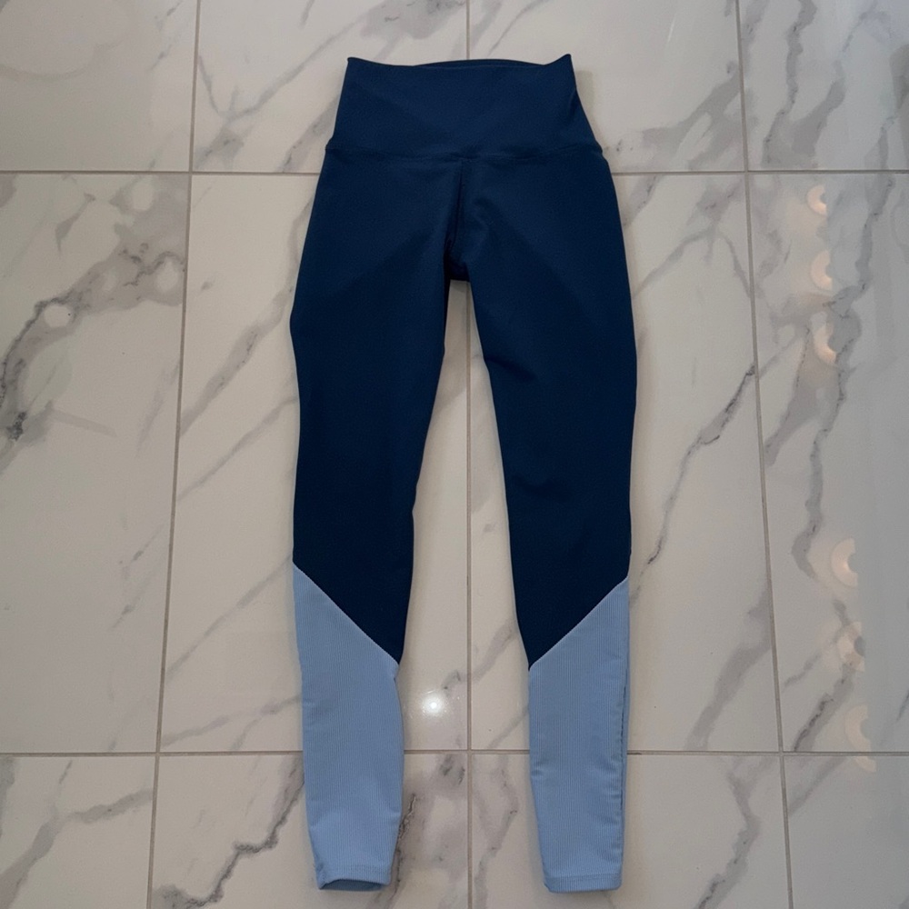 Five Dancewear Blue & White Ribbed Bottom Dance Leggings Women’s XS